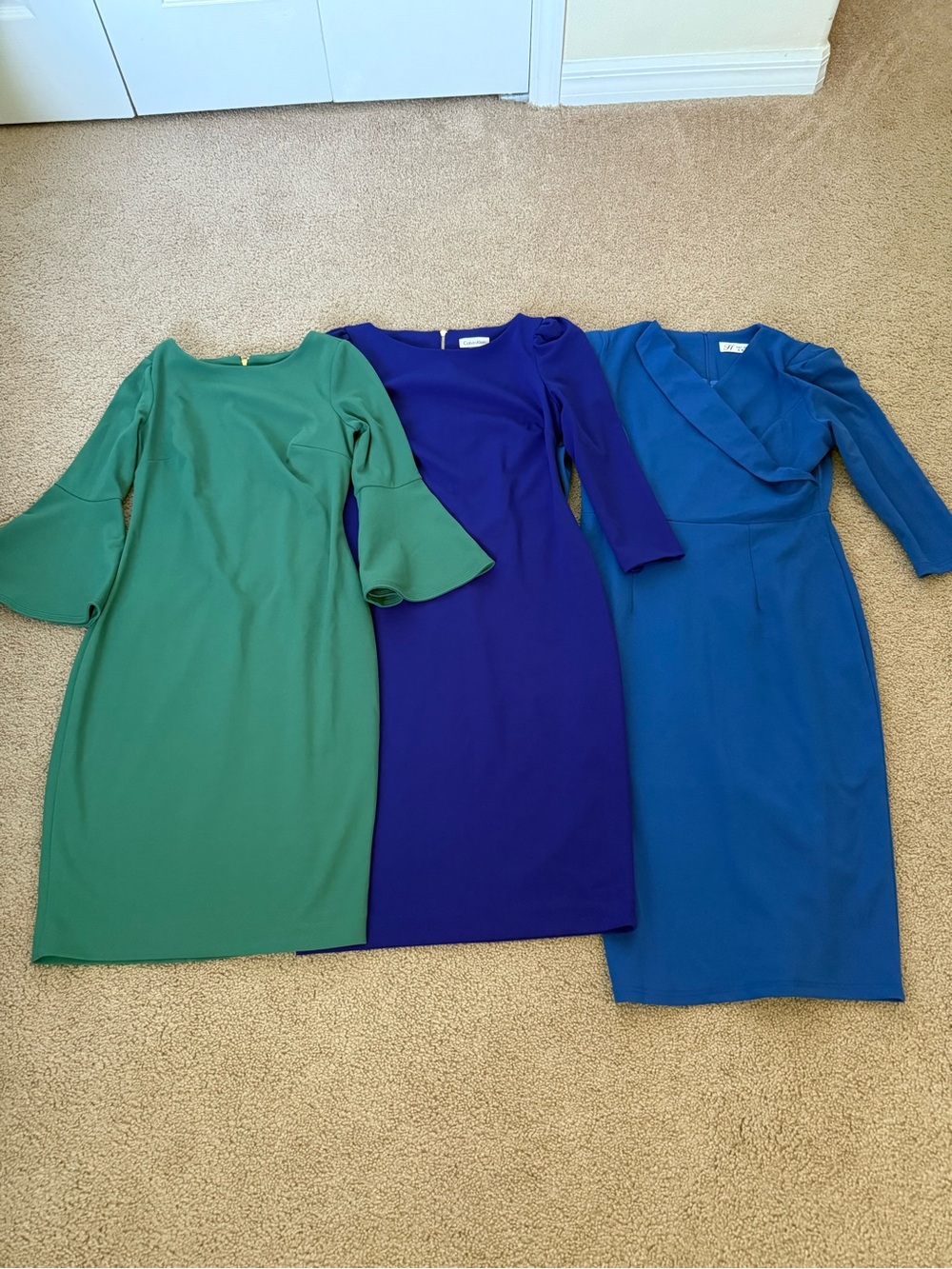 Calvin Klein Midi Sheath Dresses in Green, Royal Blue, Teal Blue